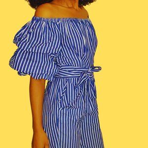 Blue/White Striped Jumpsuit